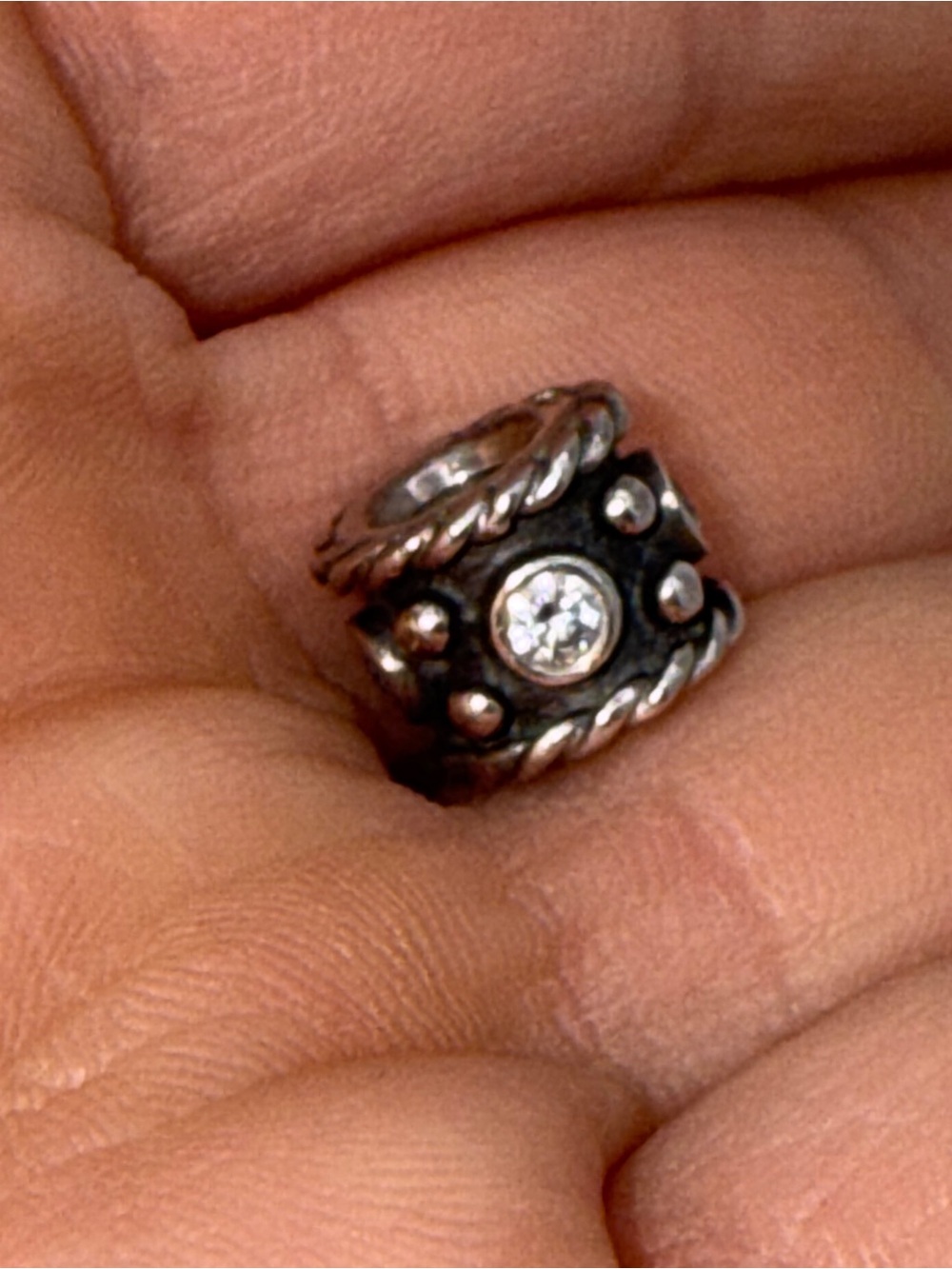 Pandora Oxy Crown Charm Bead Charm with Clear Crystal